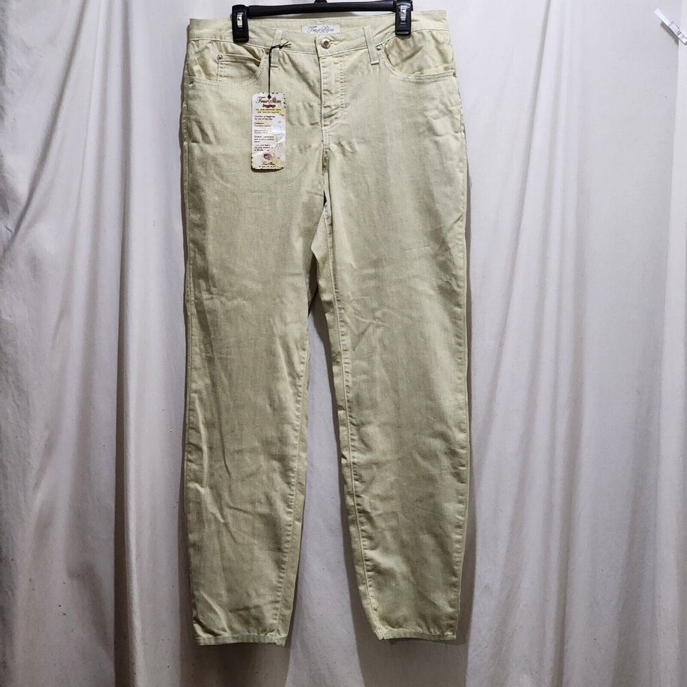 True Slim Jeans Beige Jeggings Womens‎ 14 Made in USA Stretch Tummy Control New